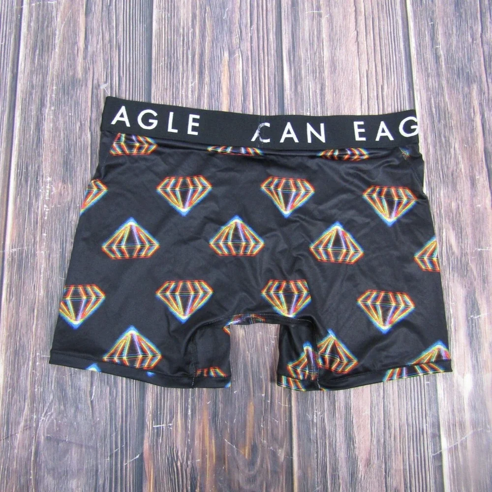 American Eagle NEW NWT Mens‎ Medium Boxer Briefs Black Diamonds Gift Fathers Day